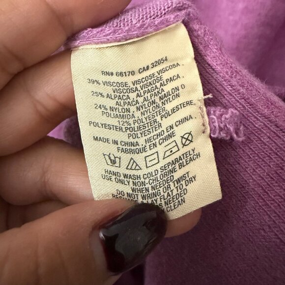 Anthropologie Moth Purple Alpaca Blend Dolman Sleeve Tunic Sweater Womens XSmall - Picture 5 of 5